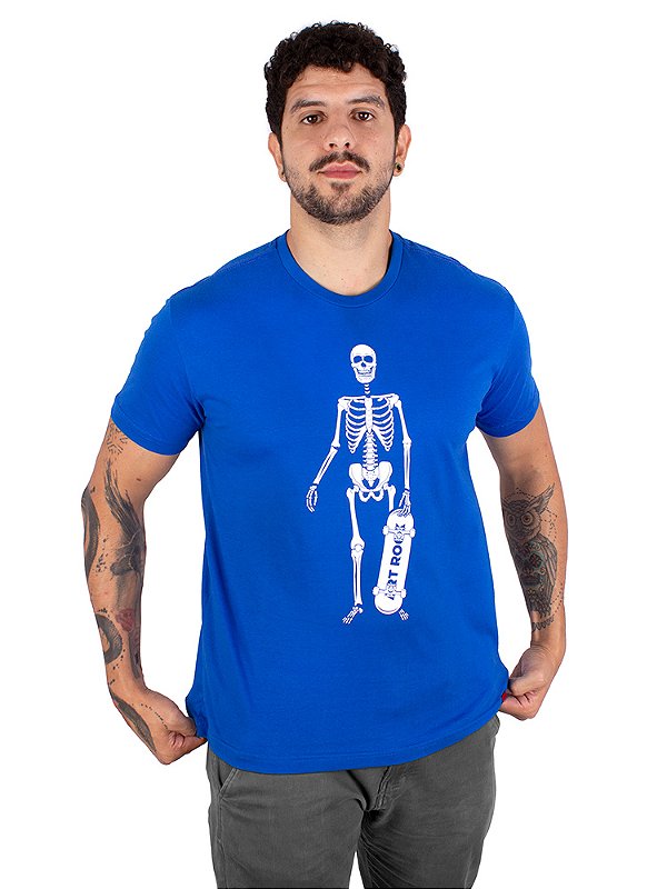 Camiseta Skate Skull - Azul Royal.