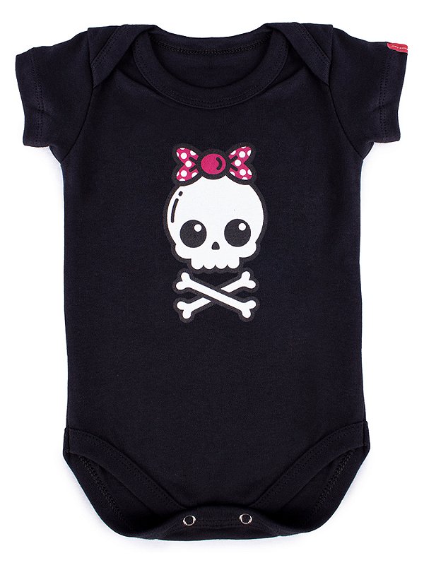 Body Bebê Baby Skull - Preto
