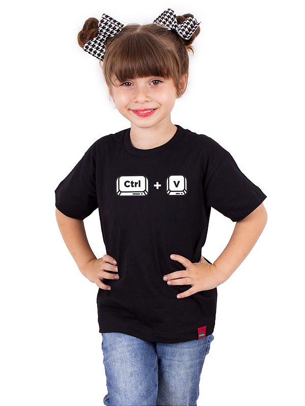 Camiseta Infantil Cópia CTRL V - Preta