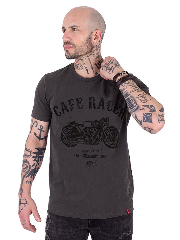 Camiseta Estonada Moto Cafe Racer Preta