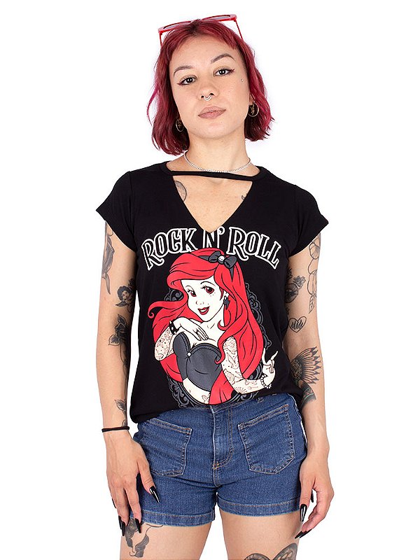 Blusa Choker Ruiva Tatuada - Preta