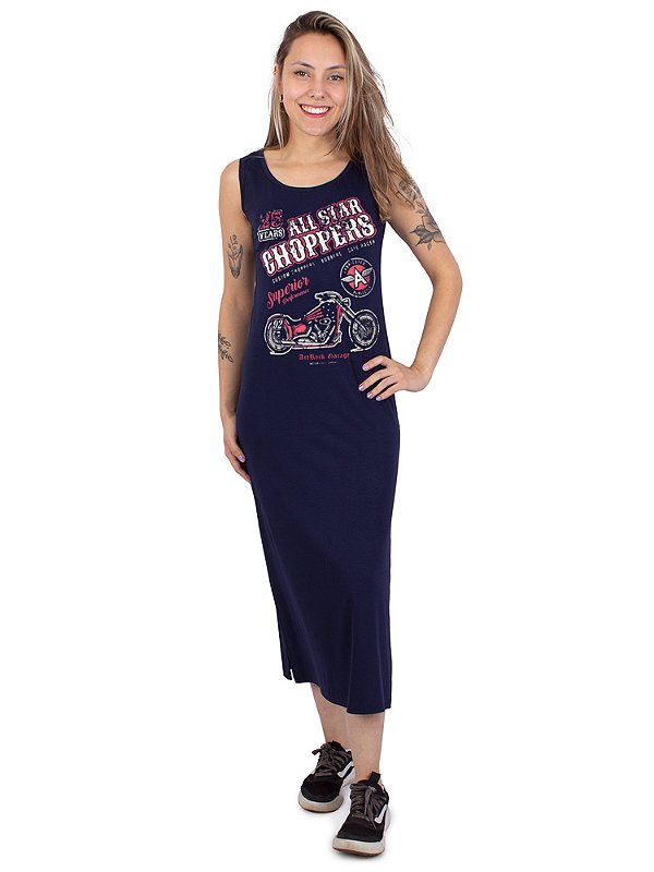 Vestido Tubinho Abertura Lateral All Star Choppers Marinho