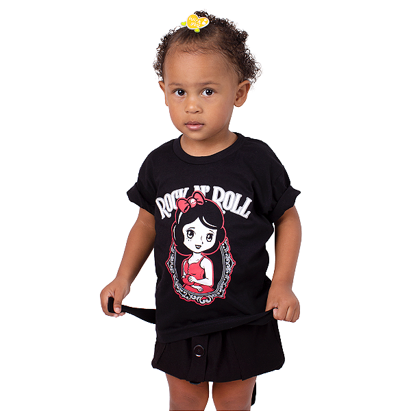 Camiseta Infantil Princesa do Rock Preta