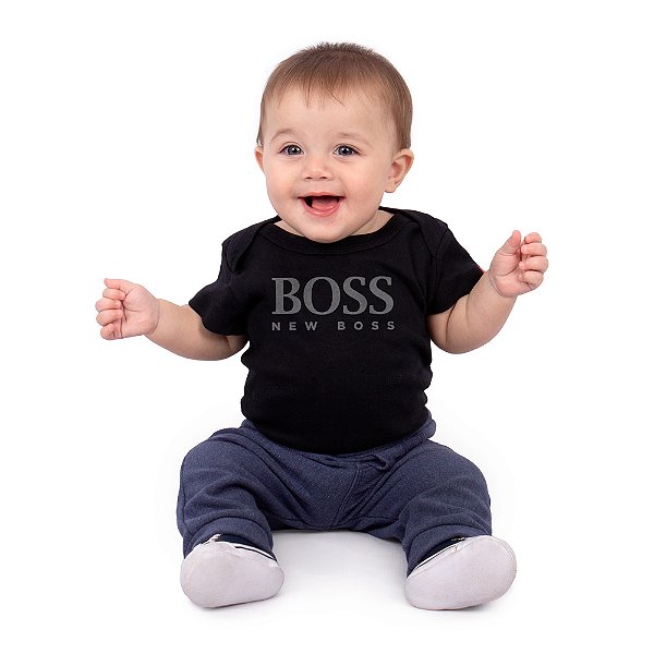 Body Bebê New Boss Relevo Preto