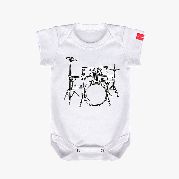 Body Bebê Bateria Line Drum Branco