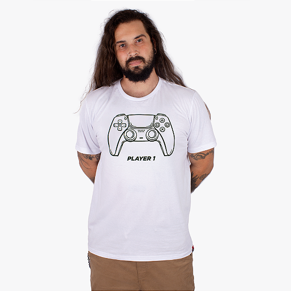 Camiseta PS5 Player 1 Branca.