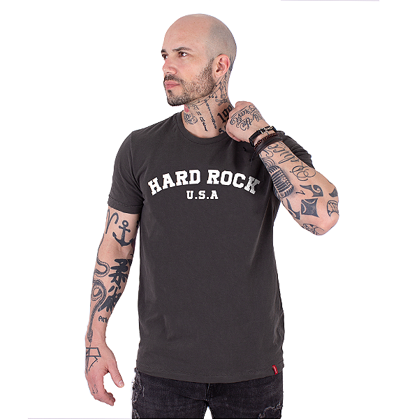 Camiseta Estonada Hard Rock Relevo Preta.