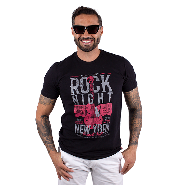 Camiseta Rock Poster Preta.
