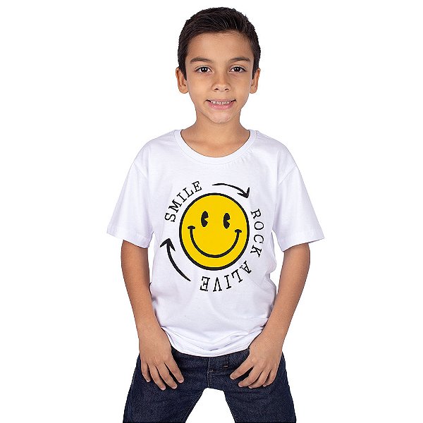 Camiseta Juvenil Rock Smile Branca