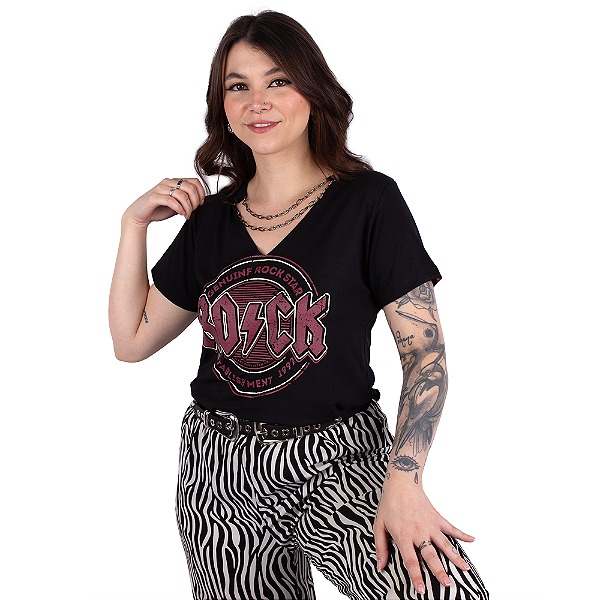 Blusinha Rock Stablishement Preta Jaguar