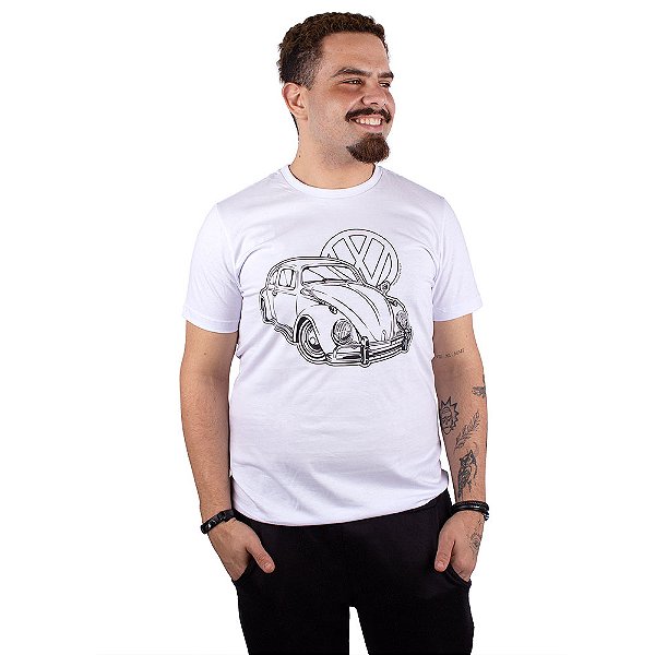Camiseta Fusca VW Logo Branca.