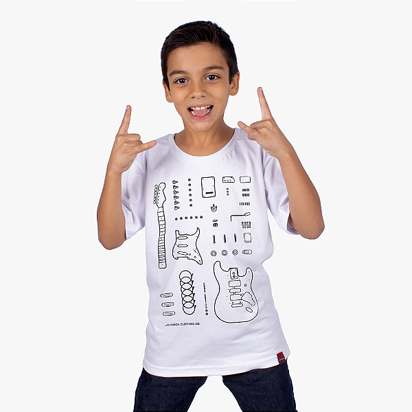 Camiseta Juvenil Guitarra Desconstruction Branca