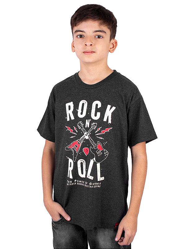 Camiseta Juvenil Guitarra Power Preta Jaguar