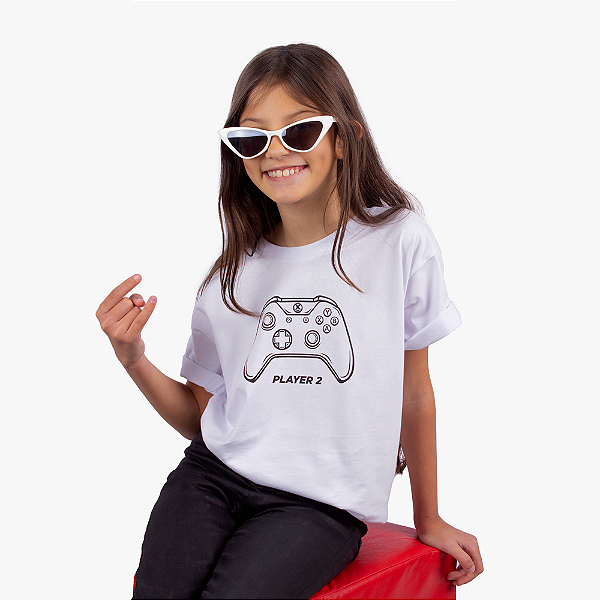 Camiseta Juvenil Xbox Player 2 Branca