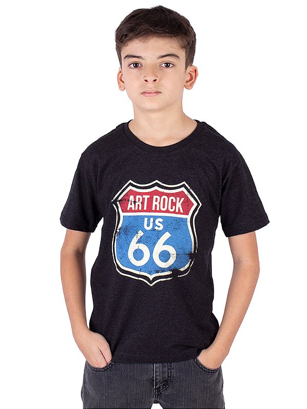Camiseta Juvenil Route 66 Preta Jaguar