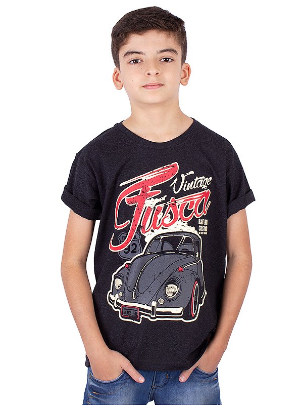 Camiseta Juvenil Fusca Rat Preto Jaguar