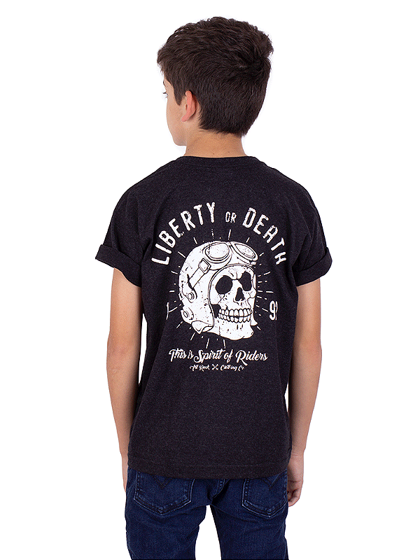 Camiseta Juvenil Moto Caveira Liberty Preto Jaguar