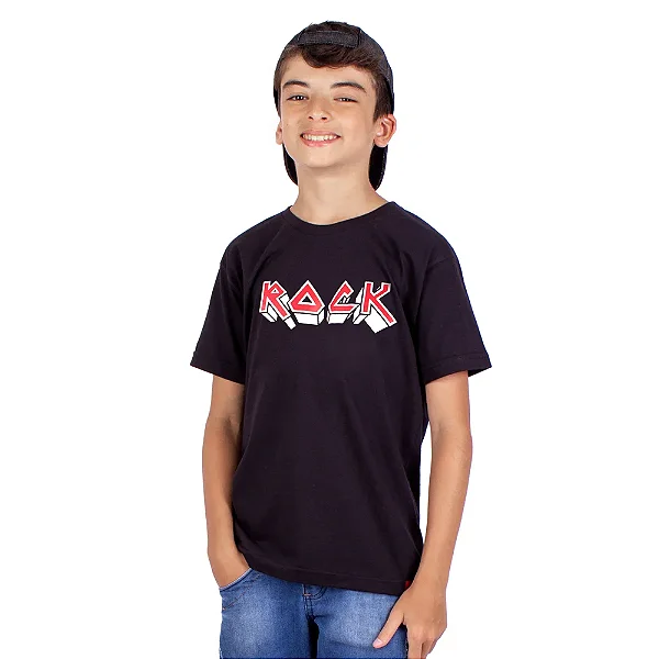 Camiseta Juvenil Rock Iron Preta