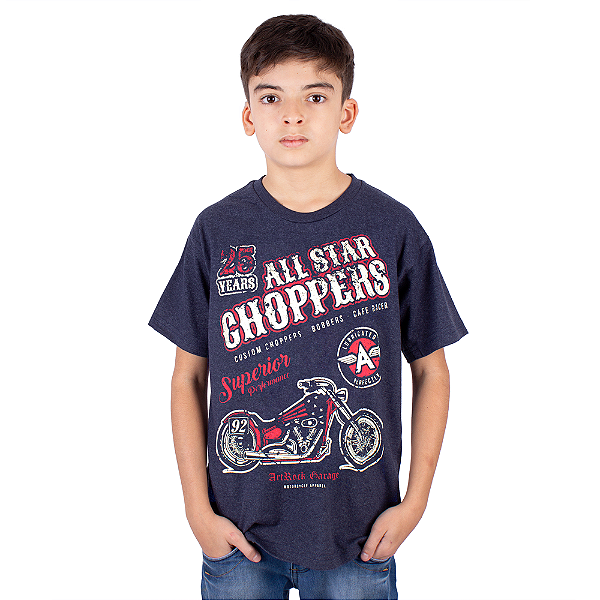 Camiseta Juvenil Moto All Star Choppers Marinho Indigo