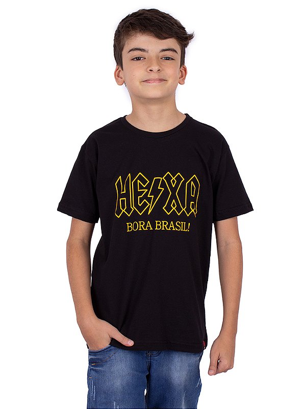 Camiseta Juvenil Brasil Hexa Preta
