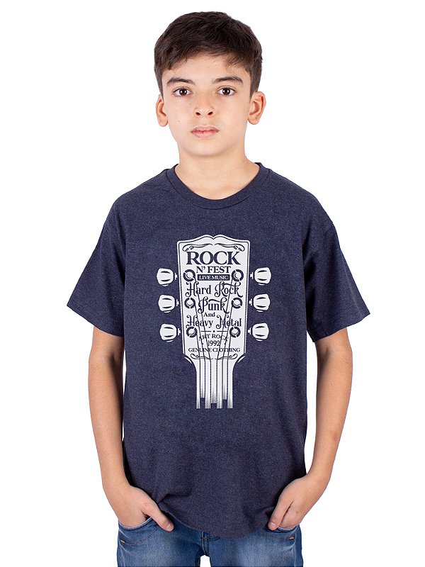 Camiseta Juvenil Guitarra Power Marinho Indigo