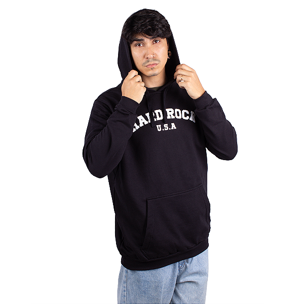 Moletom Canguru Hard Rock Relevo - Preto