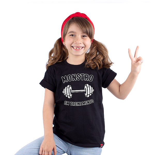 Camiseta Infantil Monstro em Treinamento - Preta
