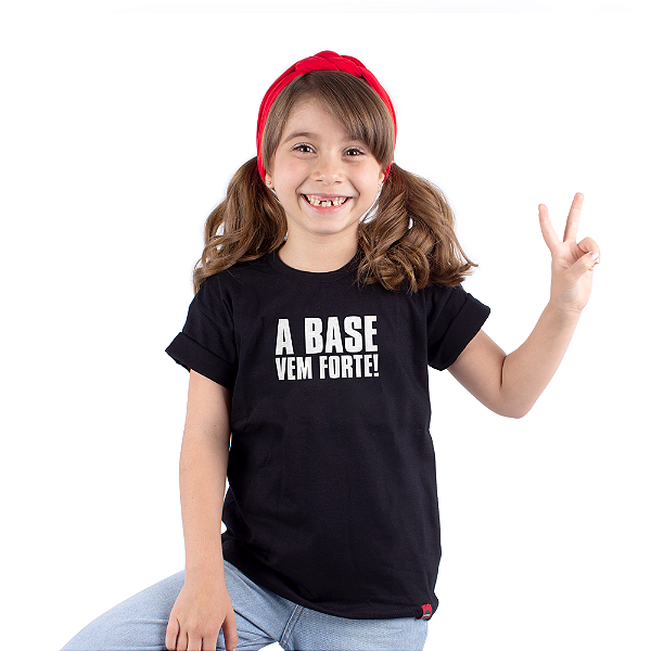 Camiseta Infantil A Base Vem Forte - Preta