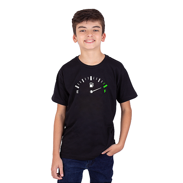 Camiseta Juvenil Tanque Cheio Gasoline - Preta