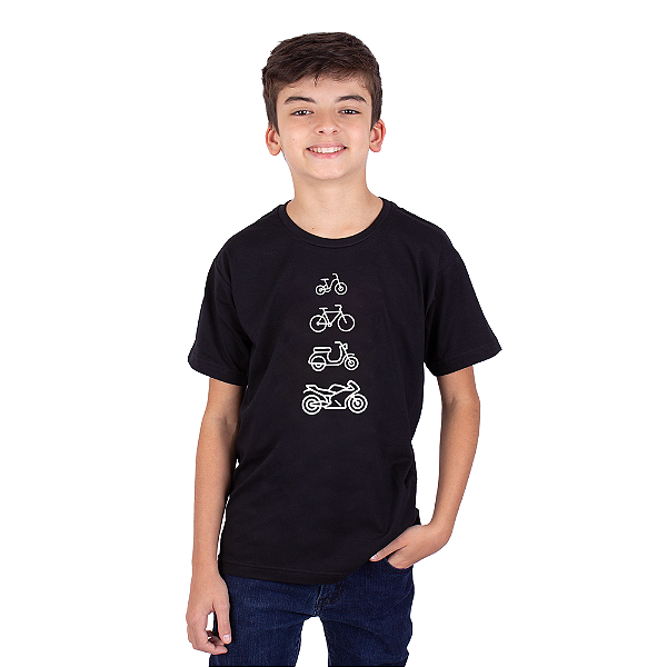 Camiseta Juvenil Moto Evolução Speed - Preta