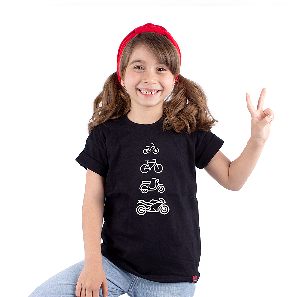 Camiseta Infantil Moto Evolução Speed - Preta