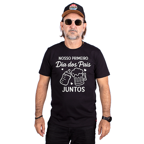 Camiseta Primeiro Dia Dos Pais - Preta.