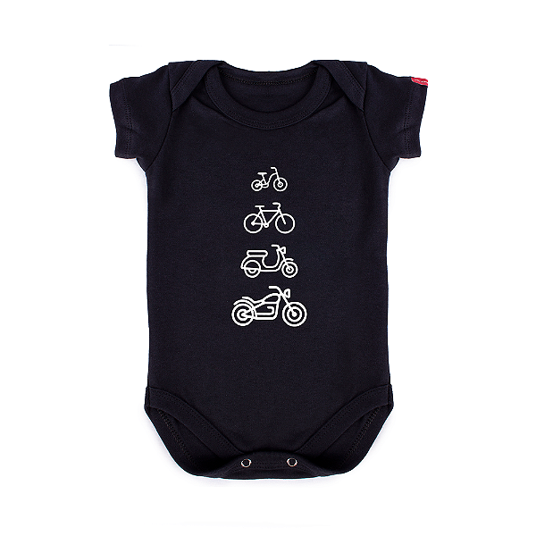 Body Bebê Moto Evolução Custom - Preto