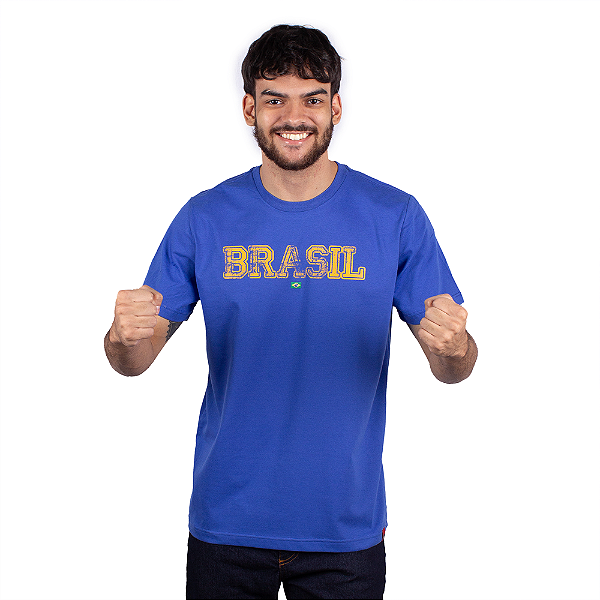 Camiseta Aqui é Brasil - Azul Royal.