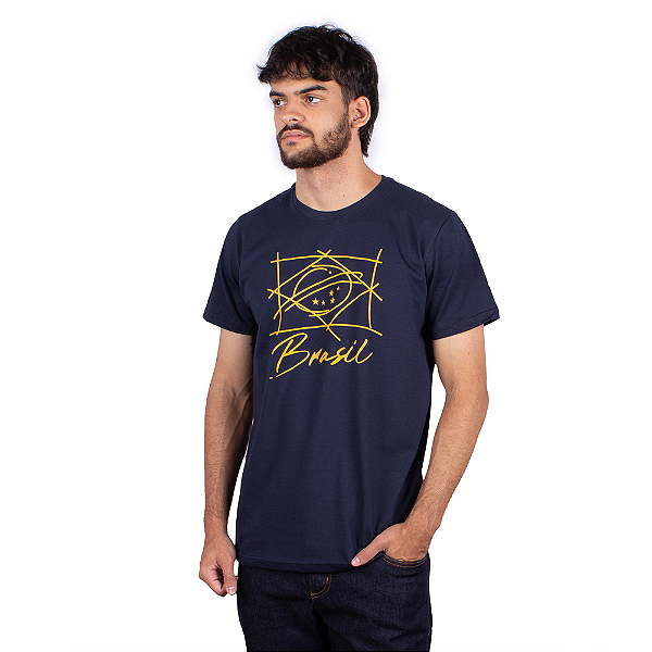 Camiseta Brasil Traços - Marinho.