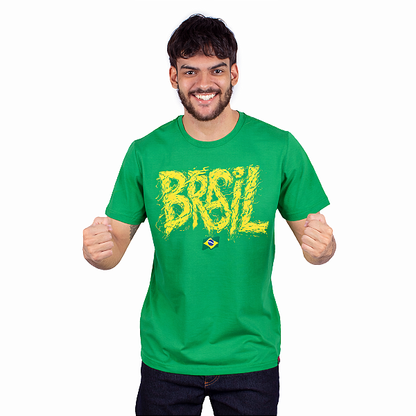 Camiseta Brasil Rabiscos - Verde.