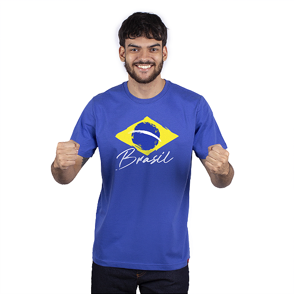 Camiseta Brasil Torcida - Azul Royal.
