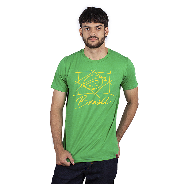 Camiseta Brasil Traços - Verde.