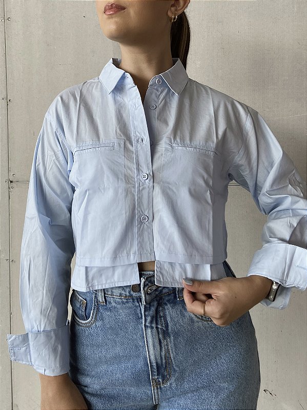 camisa cropped mia azul