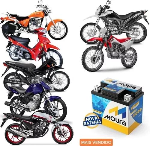 Bateria Moura Titan Fan Biz Bros Fazer 125 150 160 Mix Flex