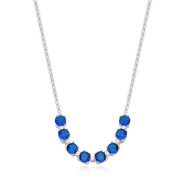 Colar elos pedraria azul marinho