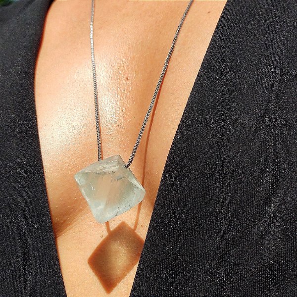 COLAR TRANCOSO - AÇO INOXIDÁVEL - FLUORITA OCTAEDRO