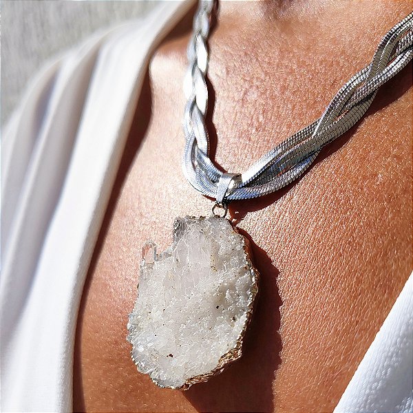 Colar Anne - Drusa de Cristal Natural