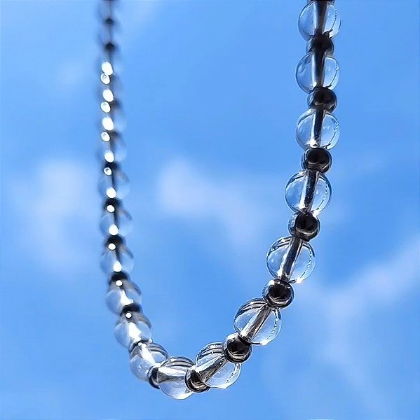 GARGANTILHA CARAÍVA - AÇO INOXIDÁVEL - CRISTAIS NATURAIS