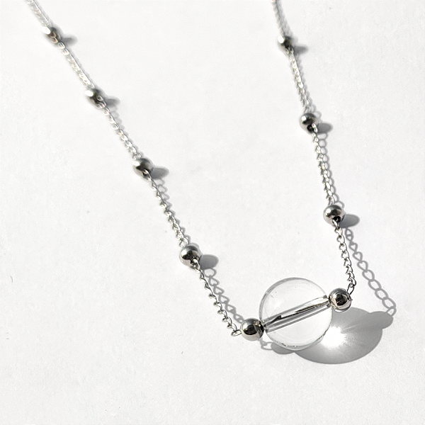 Colar Órbita - Aço Inoxidável - Cristal Natural