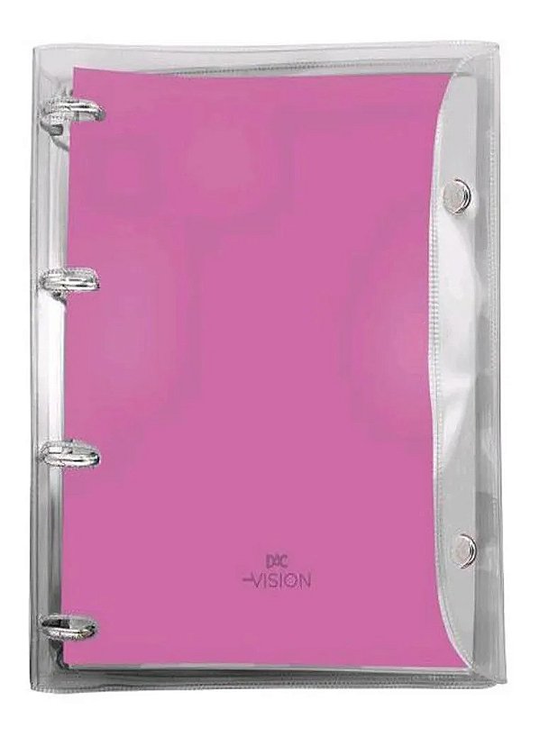 Caderno Argolado Dac Vision Capa A4 PVC Rosa 192 FLS - Arco Iris