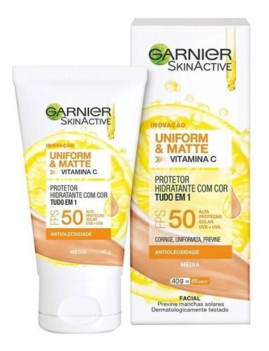 Protetor Solar Facial Uniform Matte Fps50 Média Garnier 40g