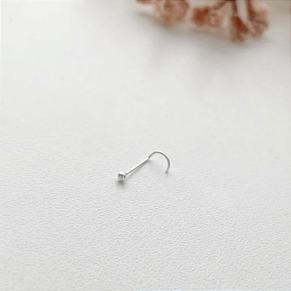 Piercing de Nariz em Prata 925 com Detalhe em Bolinha
