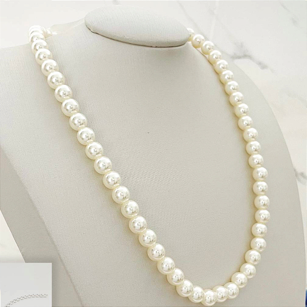 Colar de Pérolas Sintéticas - Elegância Clássica com 45cm + Extensor 5cm