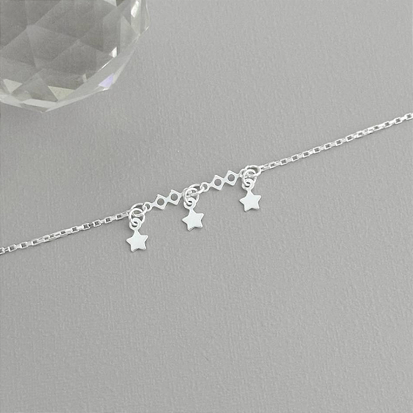 Pulseira Infantil 3 Estrelas Lisas - Prata 925